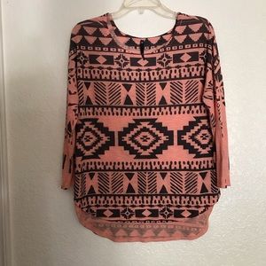 Aztec salmon blouse